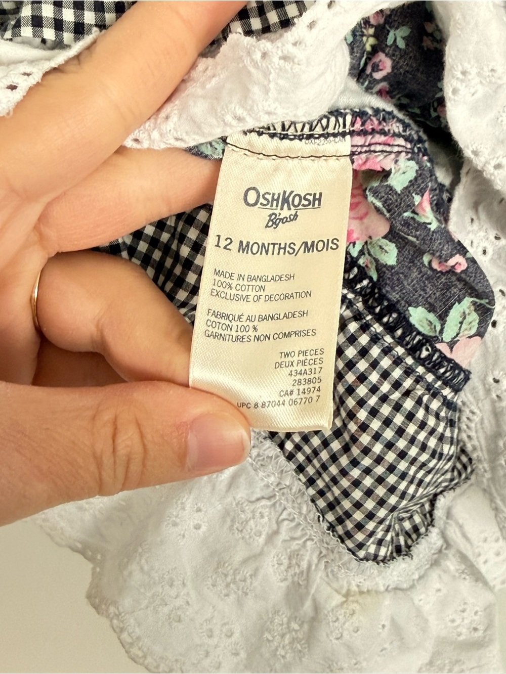 OshKosh B'gosh Denim Floral Tiered Skirt Overalls - Blue, Pink, Black, White - Picture 5 of 5